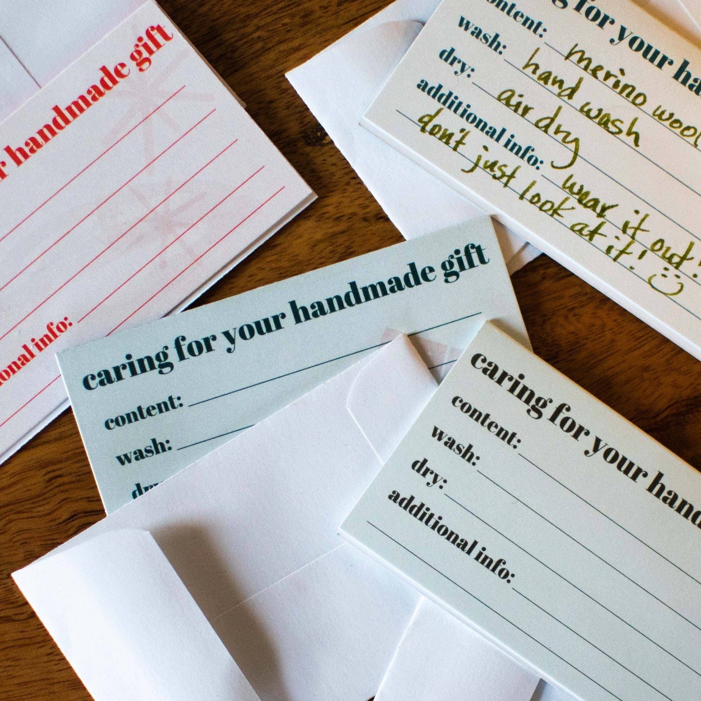"Made with Love" Care Instruction Cards