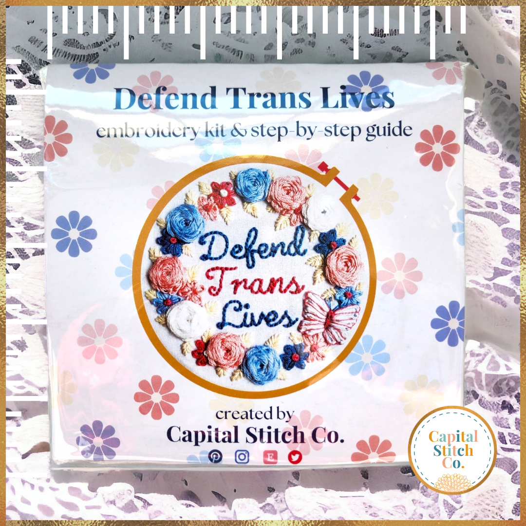 Defend Trans Lives Step by Step DIY Embroidery Kit