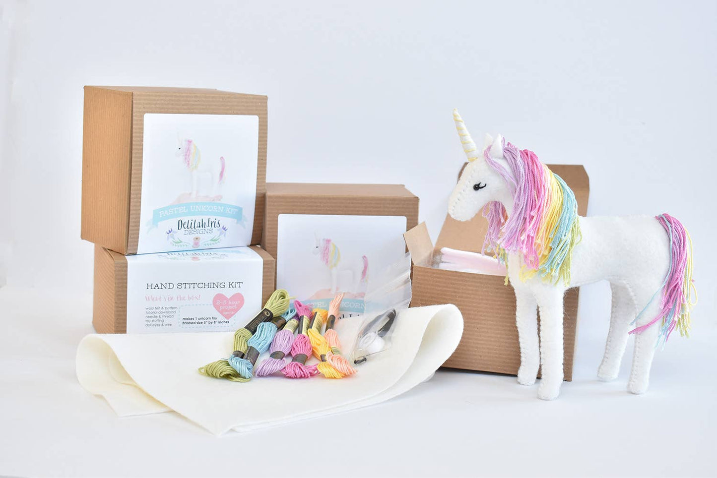 DIY Felt Sewing Craft Kit - Pastel Rainbow Unicorn