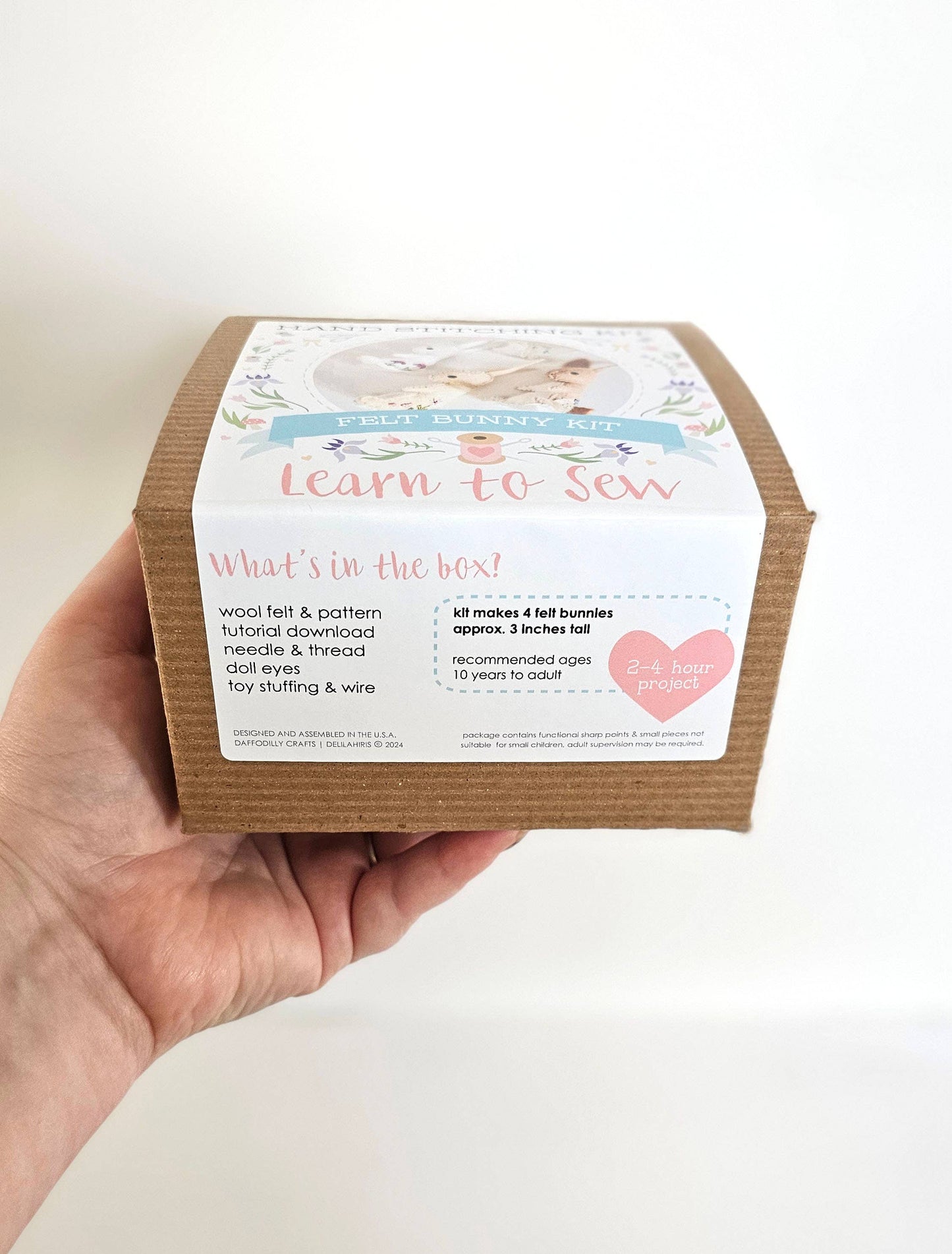 DIY Embroidered Felt Bunny Craft Kit - Hand Sewing Project