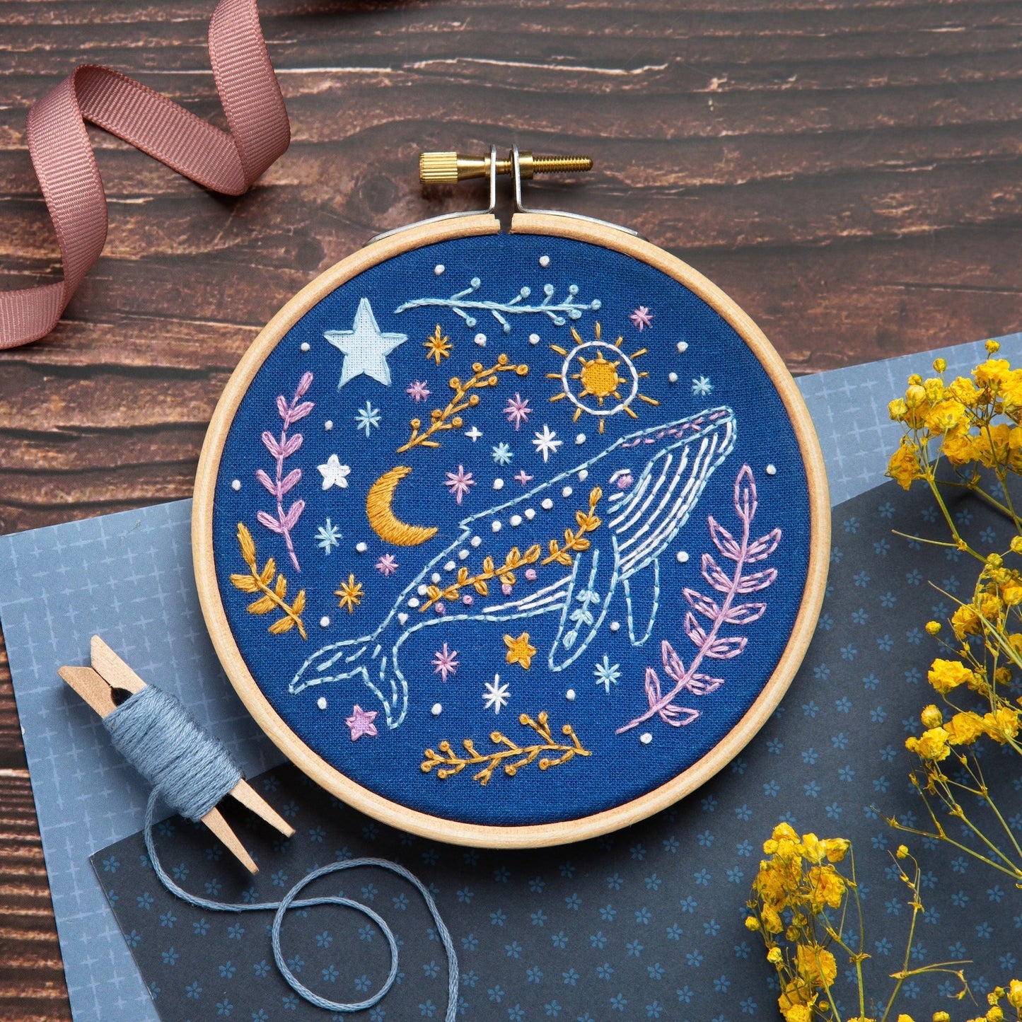 Celestial Whale Mini Embroidery Kit