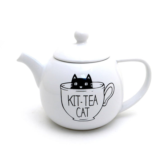 Kit-Tea-Cat Teapot, small ceramic cat teapot for cat lover