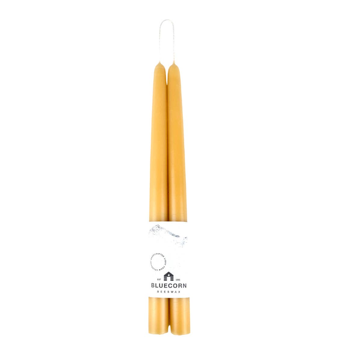 Pair of Hand-Dipped Beeswax Taper Candles: 8"