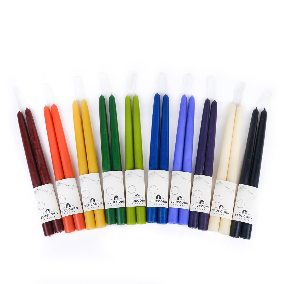 Pair of Hand-Dipped Beeswax Taper Candles: 8"