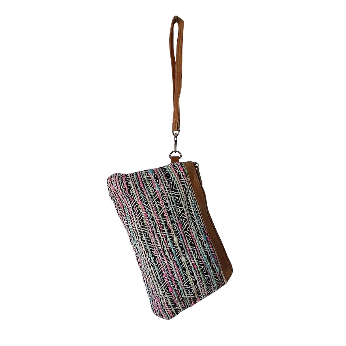 Pastel Stripes Cotton Acrylic Wristlet Purse