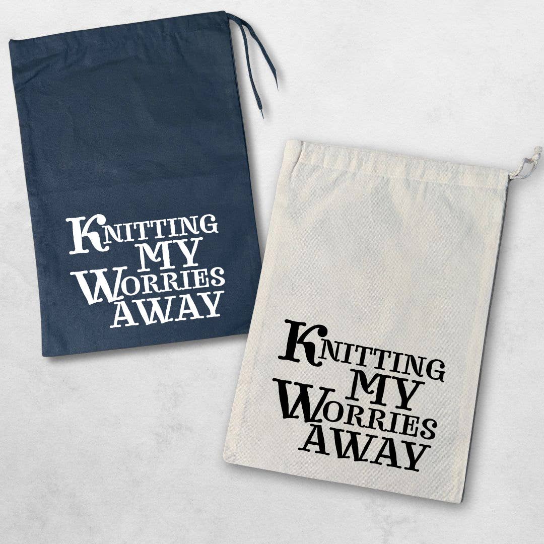 Knitting Quotes Drawstring Project Bags