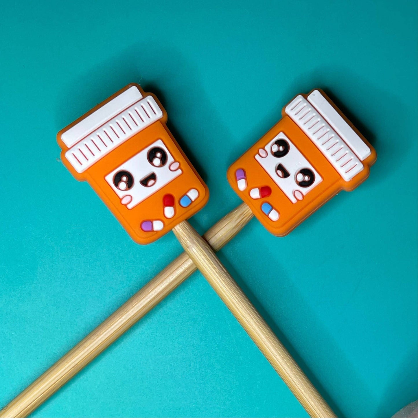 Pill Bottle Knitting Needle Stoppers