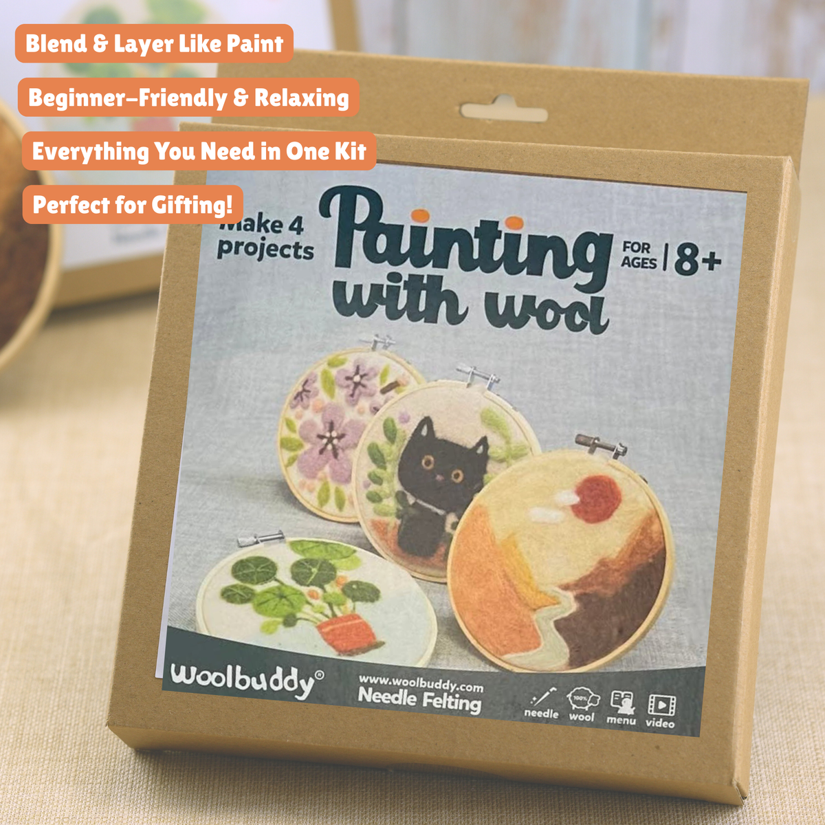 Wool Painting Combo Kit – DIY Needle Felting Art Set, 4 sets