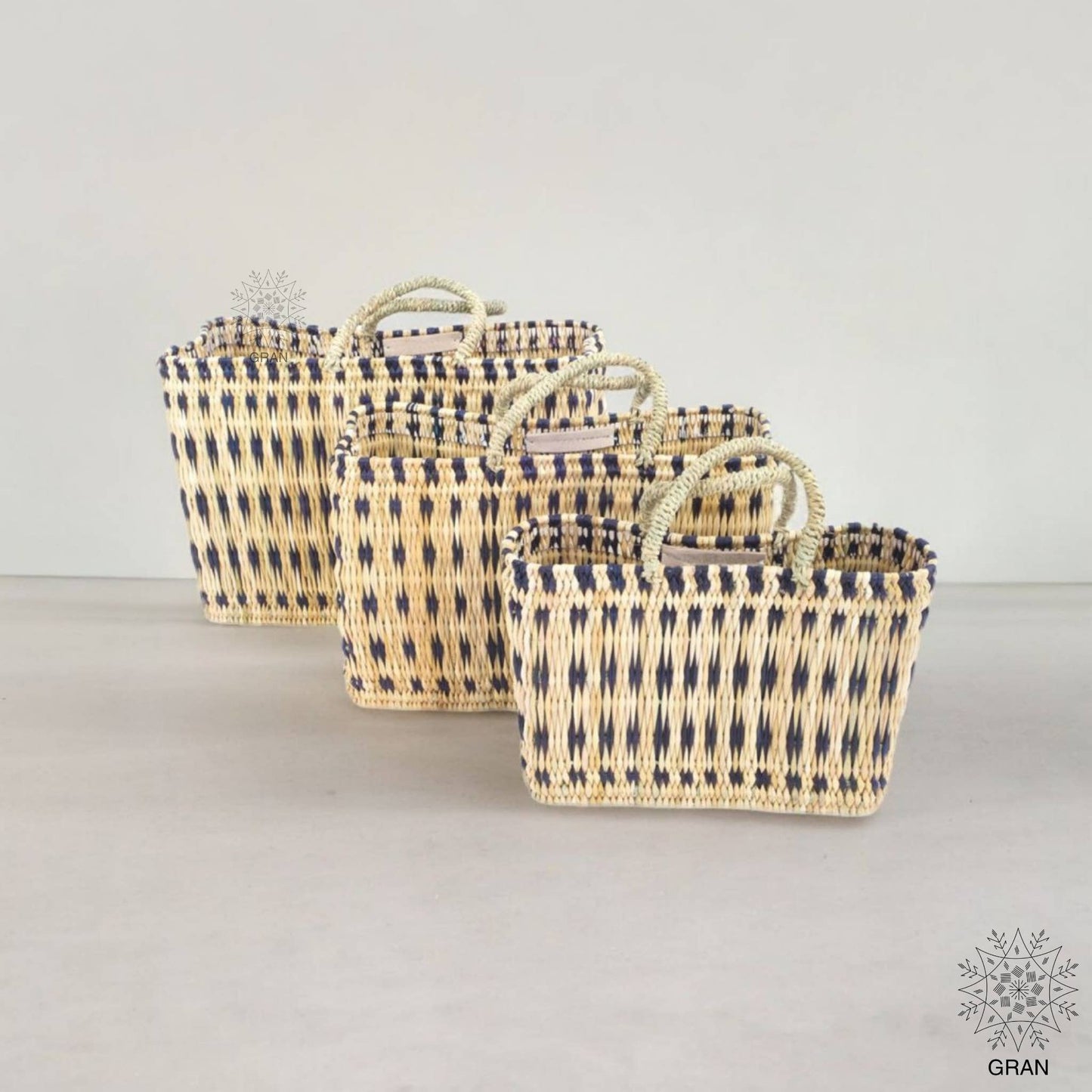 Reed Storage Basket, Blue, 2 sizes