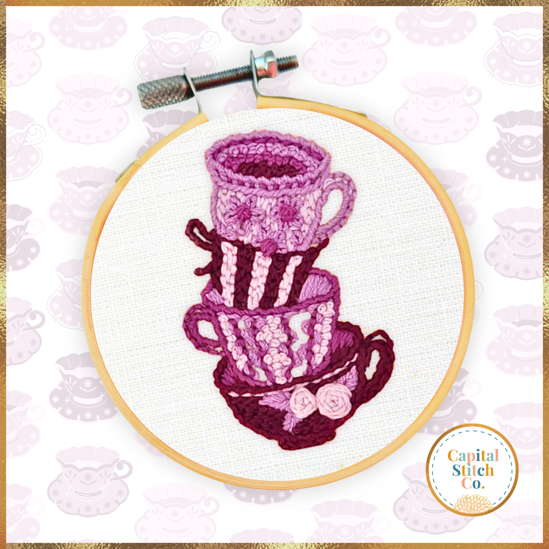 Lavender Tea Set Mini Embroidery Kit