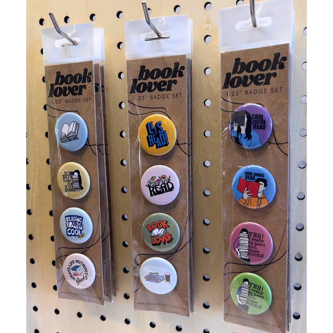 Book Lovers Badge Set, Pin Button