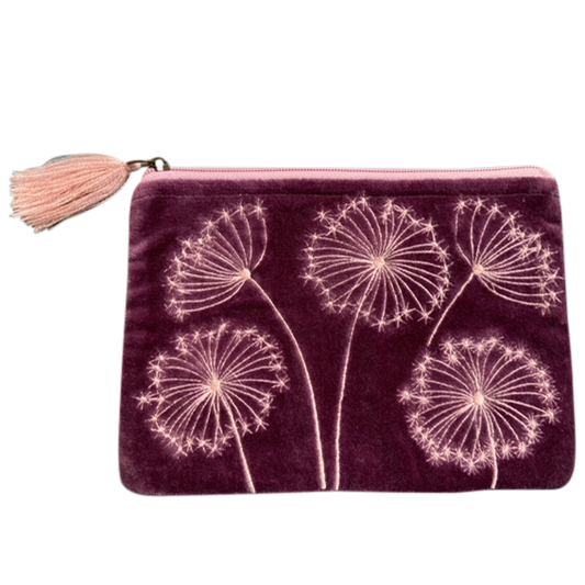 Queen Annes on Plum Velvet Coin Purse/Pouch
