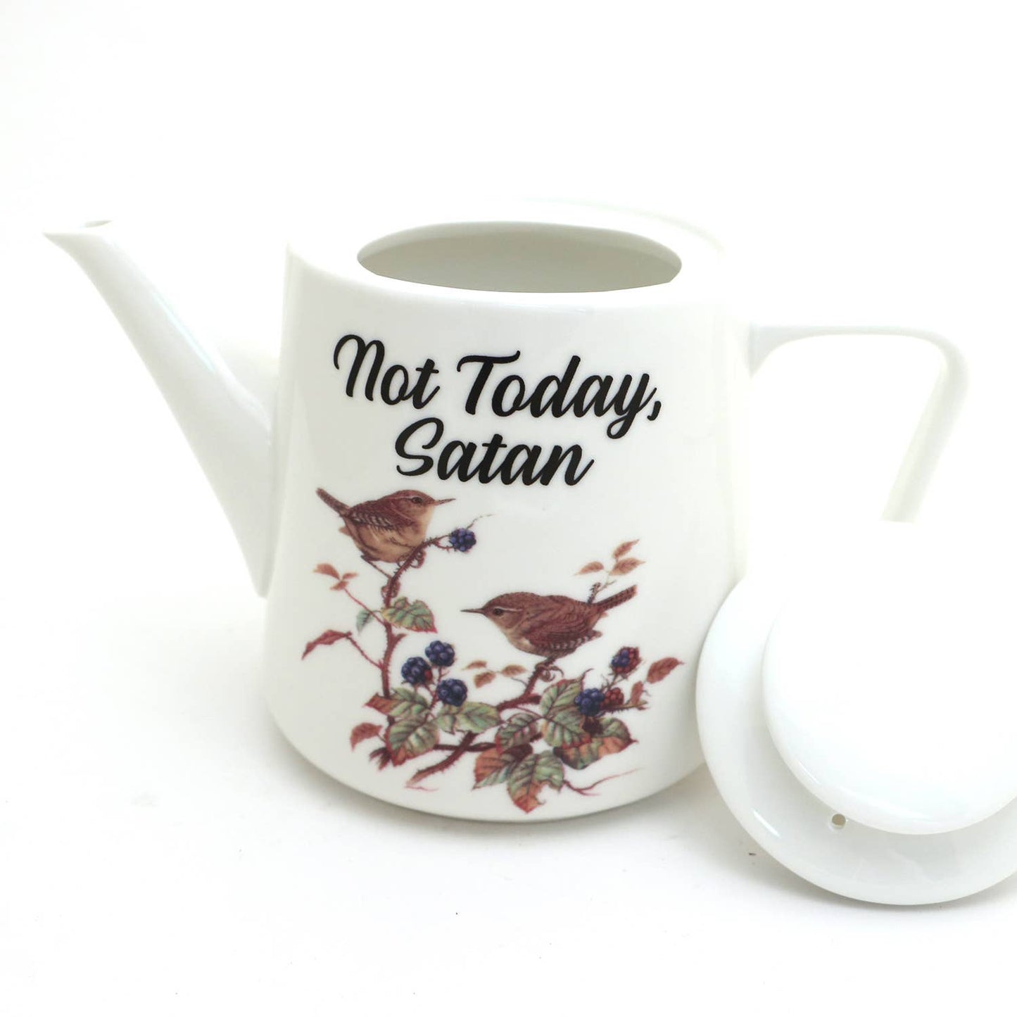 Not Today Satan teapot, porcelain, Funny teapot