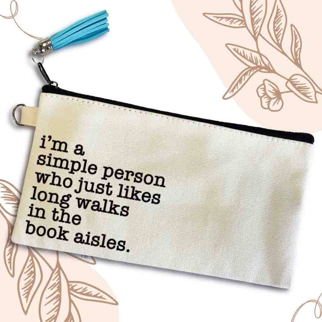 Walks In The Book Aisles Small Canvas Pouch Bag