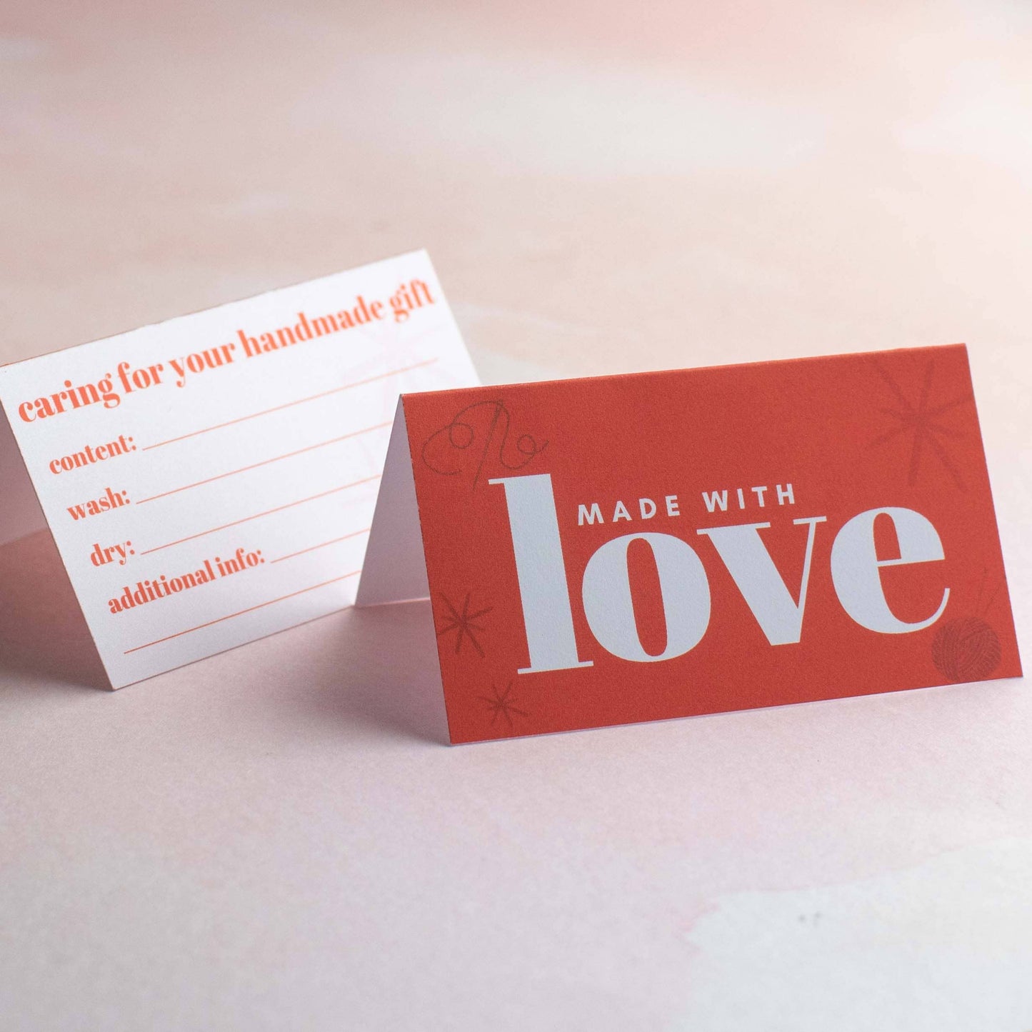 "Made with Love"  Care Instruction Cards