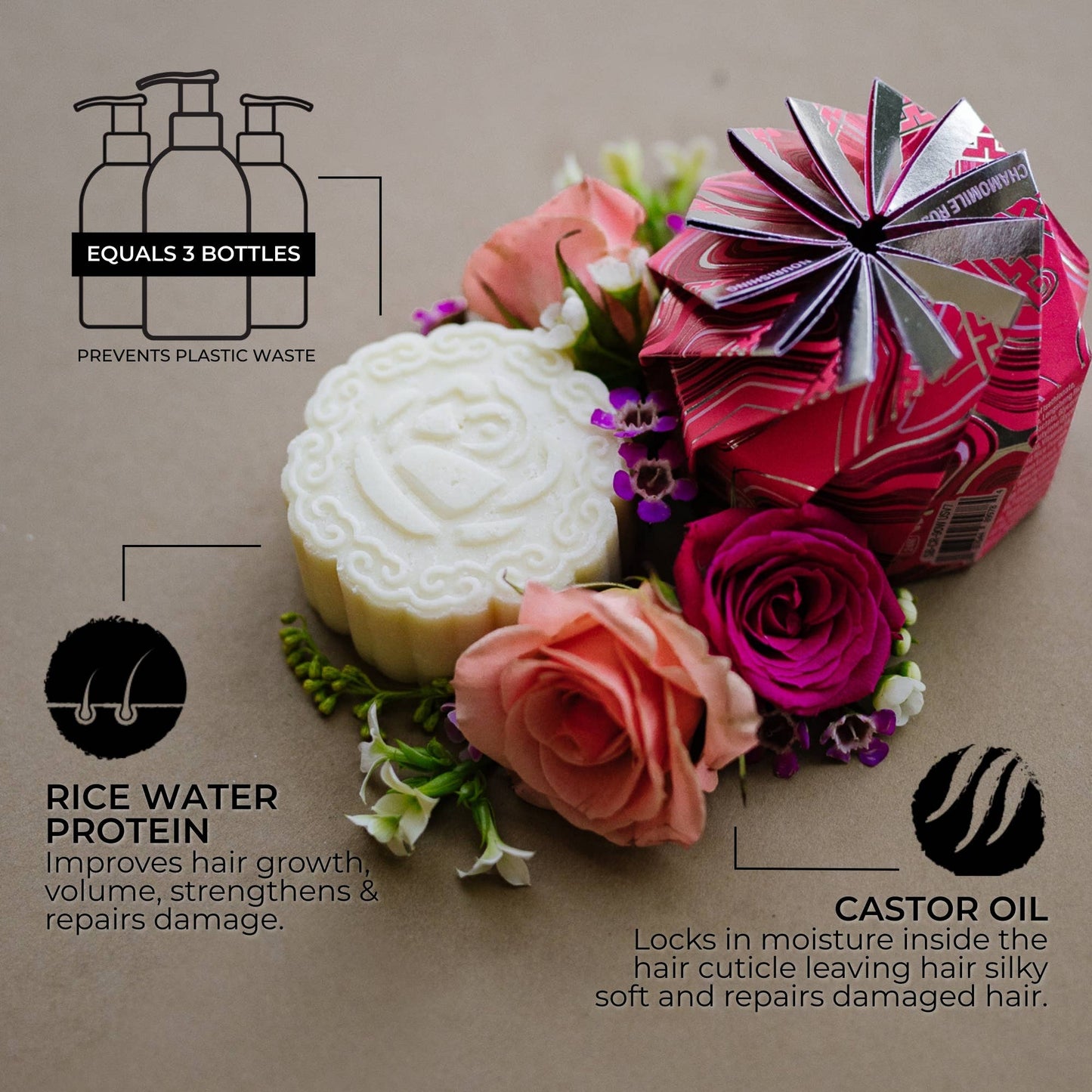 Castor Oil Conditioner Bar Ultra-Hydrating | Chamomile Rose 