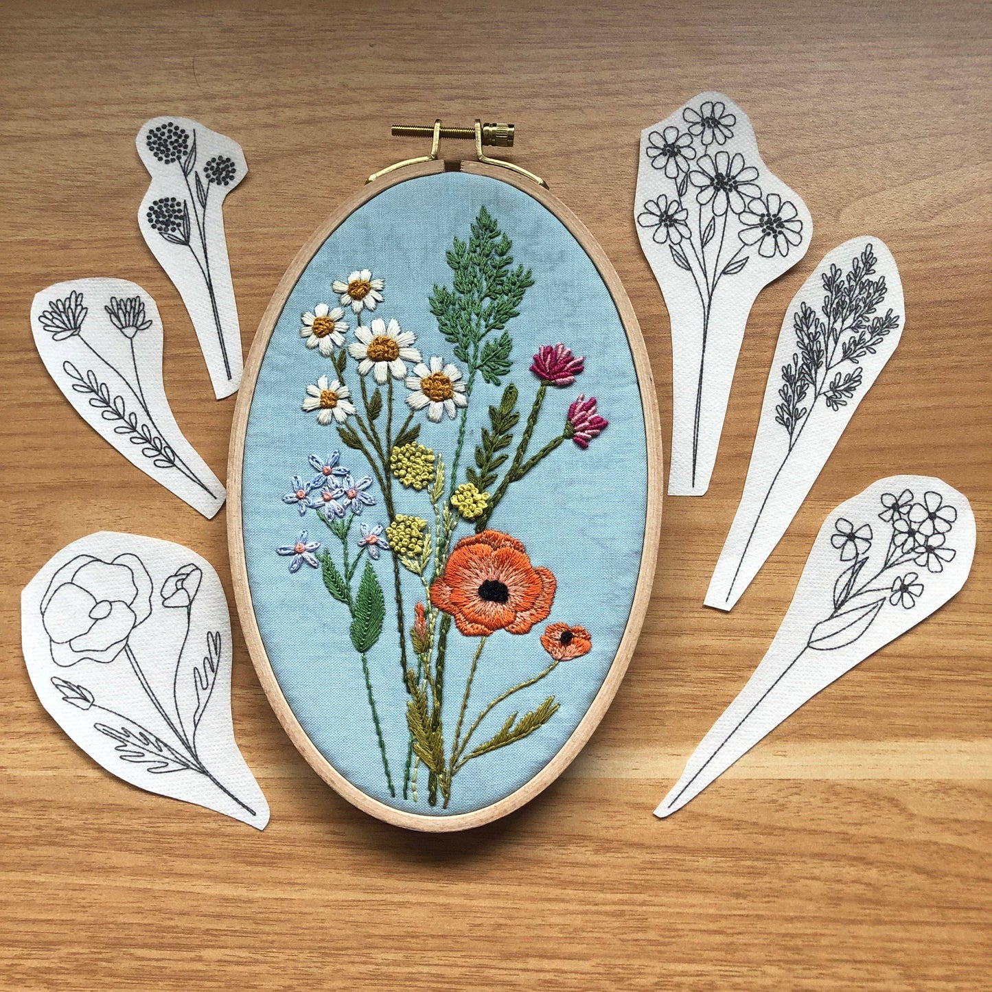 Wildflower Stems Embroidery - Peel Stick & Stitch Patterns