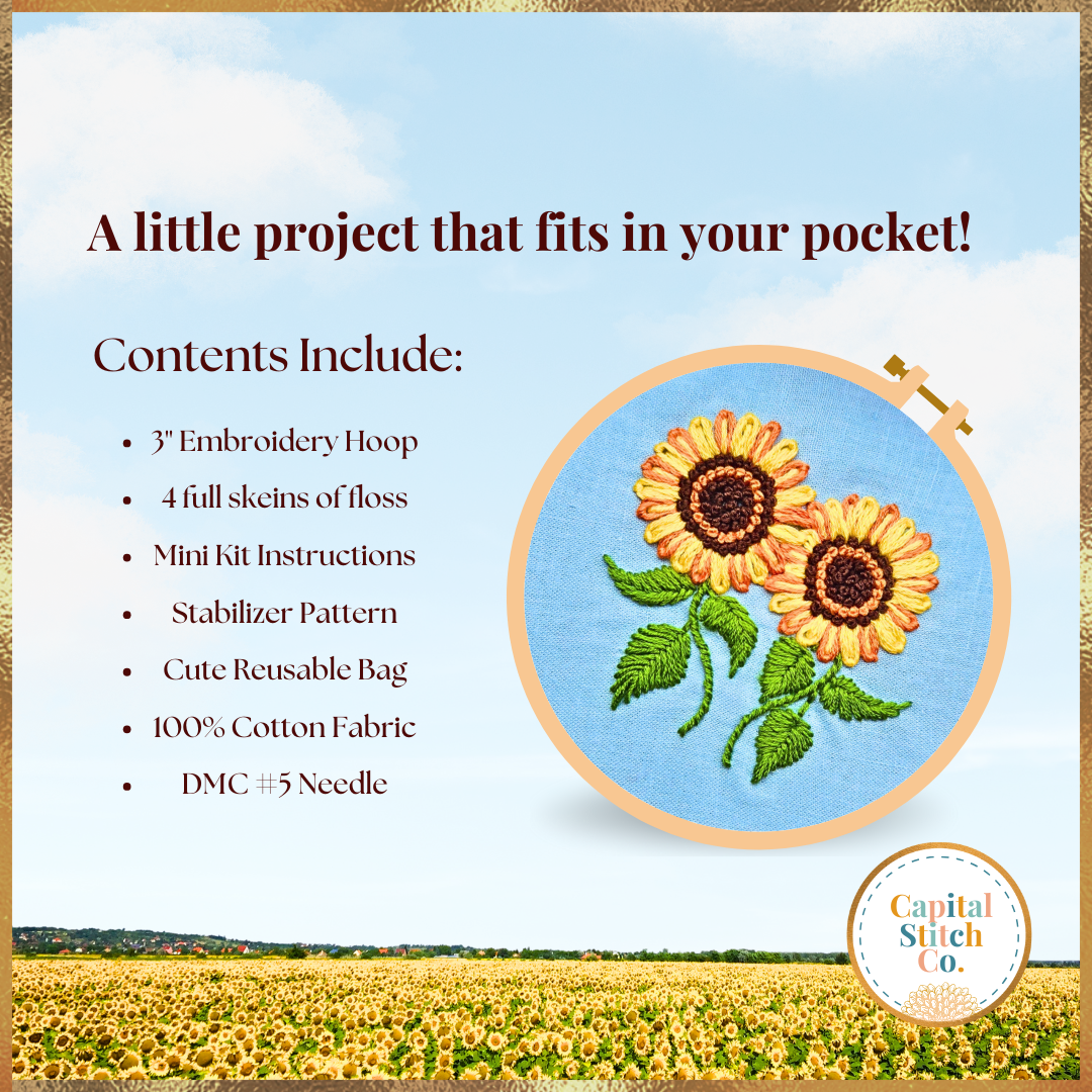 Splendid Sunflowers Mini Embroidery Kit