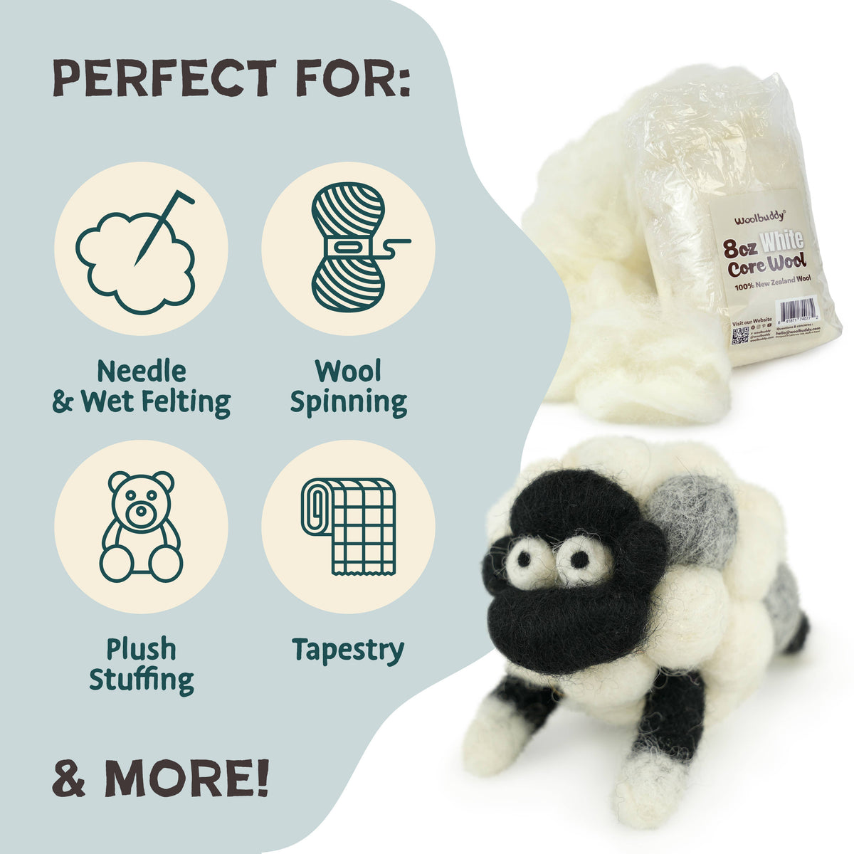 Core Wool Roving 8oz – Bulk Needle Felting Craft Supply