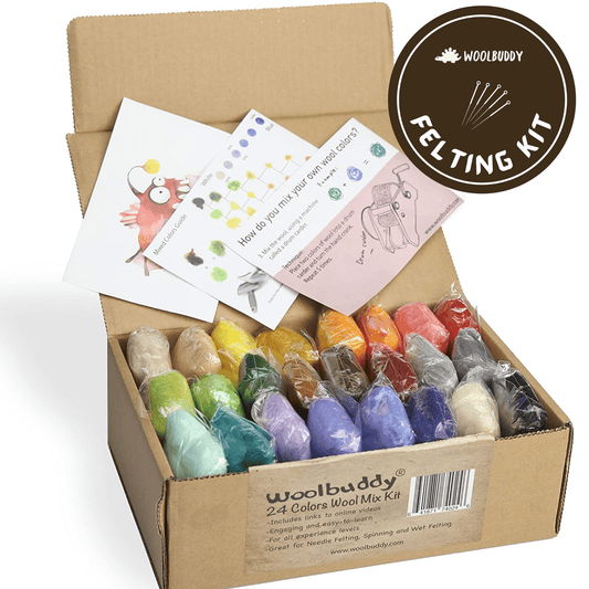 Merino Wool Mix Kit – DIY Needle Felting Craft Set, 24 Color
