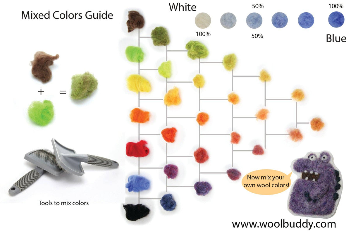 Merino Wool Mix Kit – DIY Needle Felting Craft Set, 24 Color