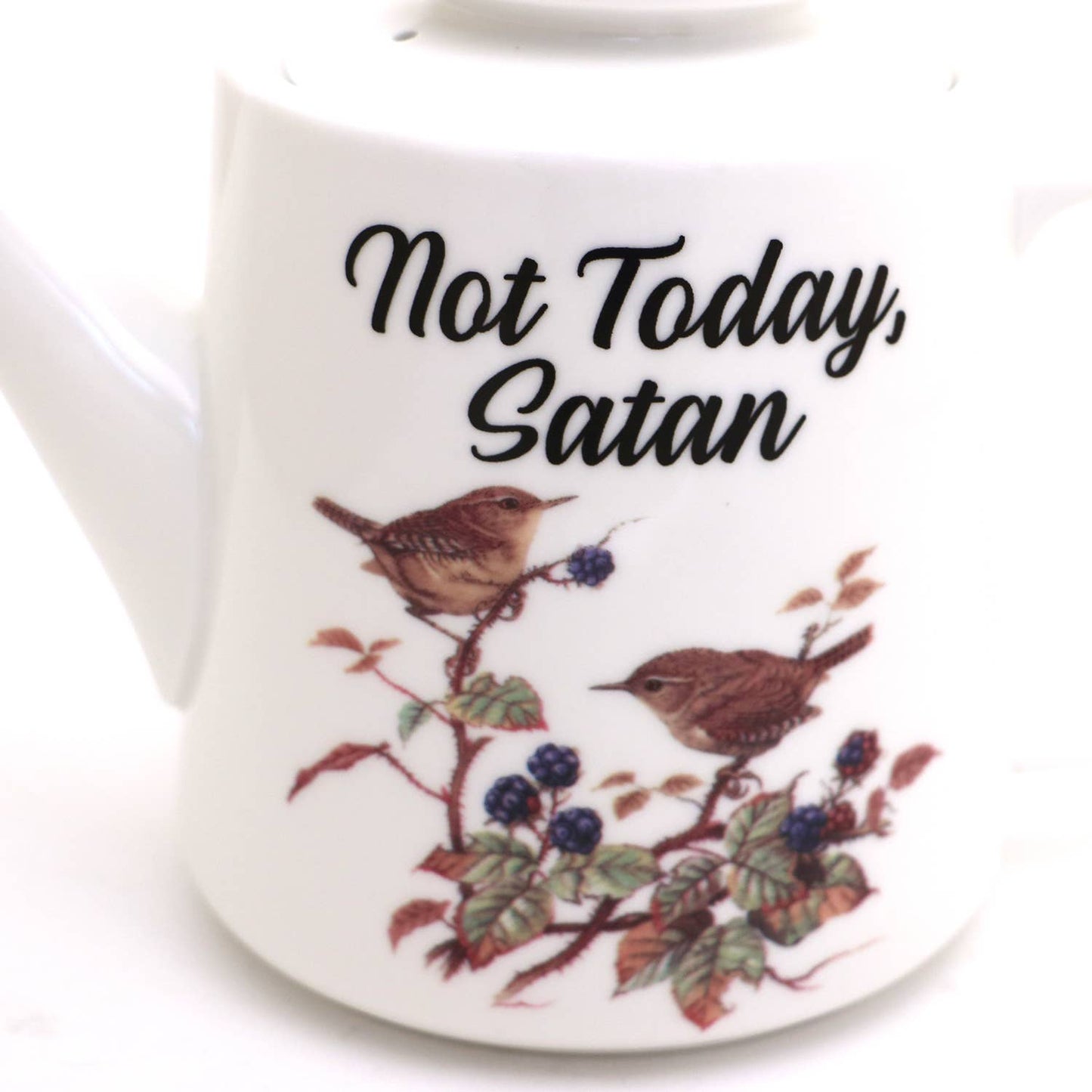 Not Today Satan teapot, porcelain, Funny teapot