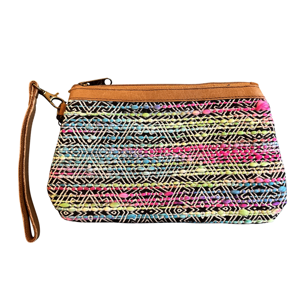 Pastel Stripes Cotton Acrylic Wristlet Purse