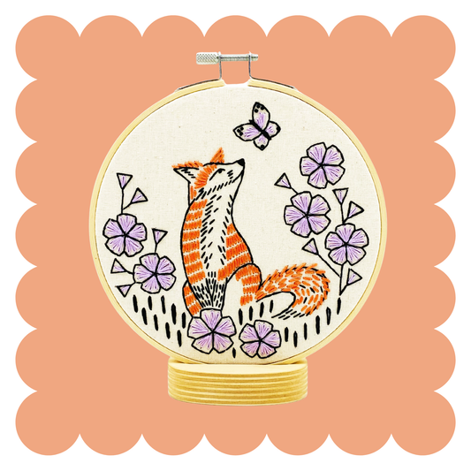 Fox in Phlox Complete Embroidery Kit