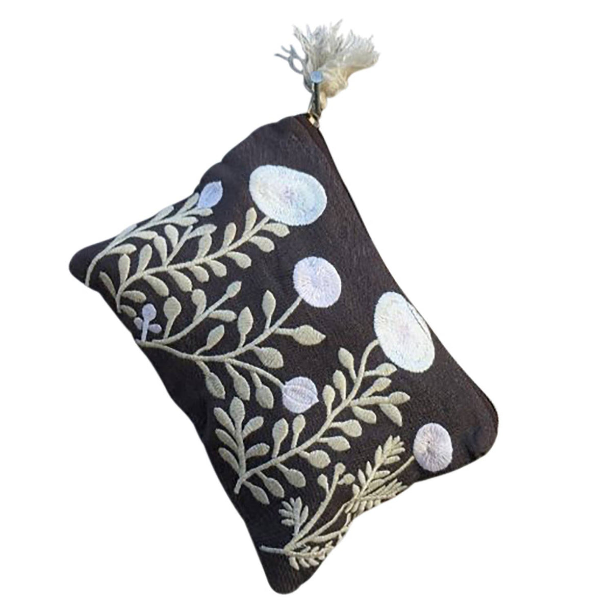Garden Embroidered Durable Cotton Coin Purse
