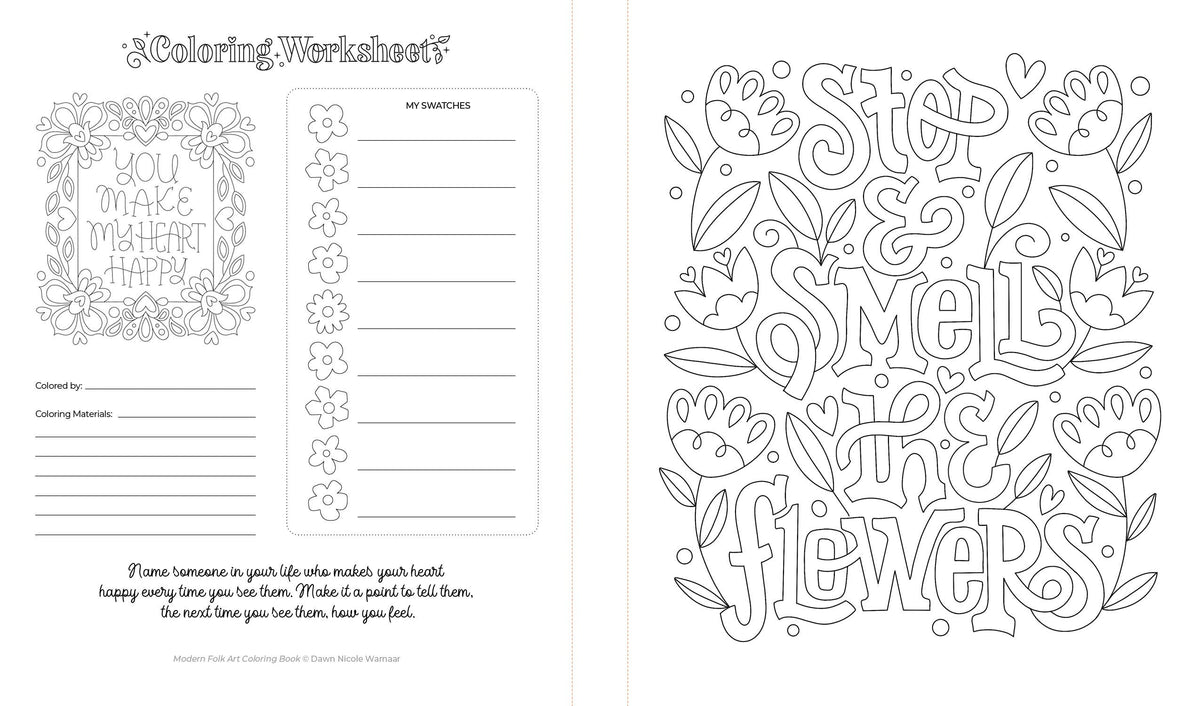 Modern Folk Art Coloring Book: 60 Patterns to Boost Joy