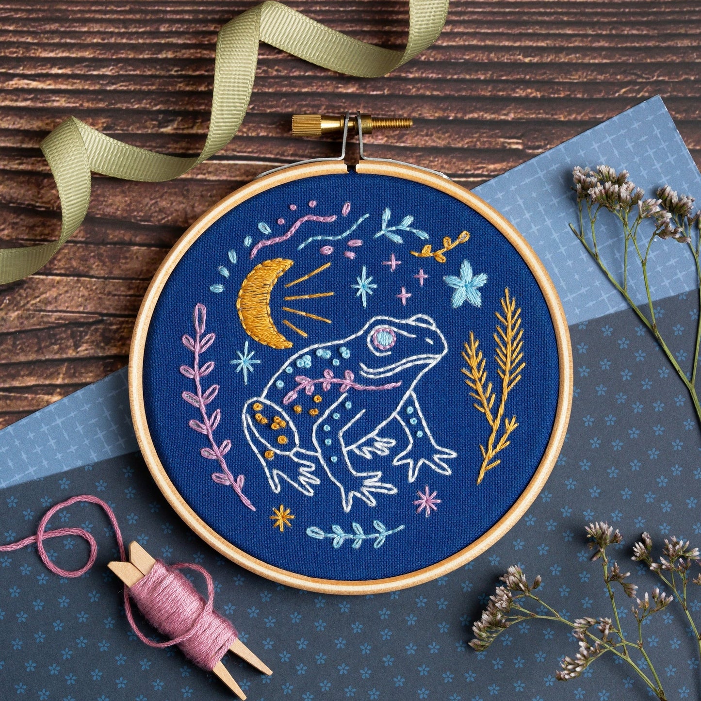 Celestial Frog Mini Embroidery Kit