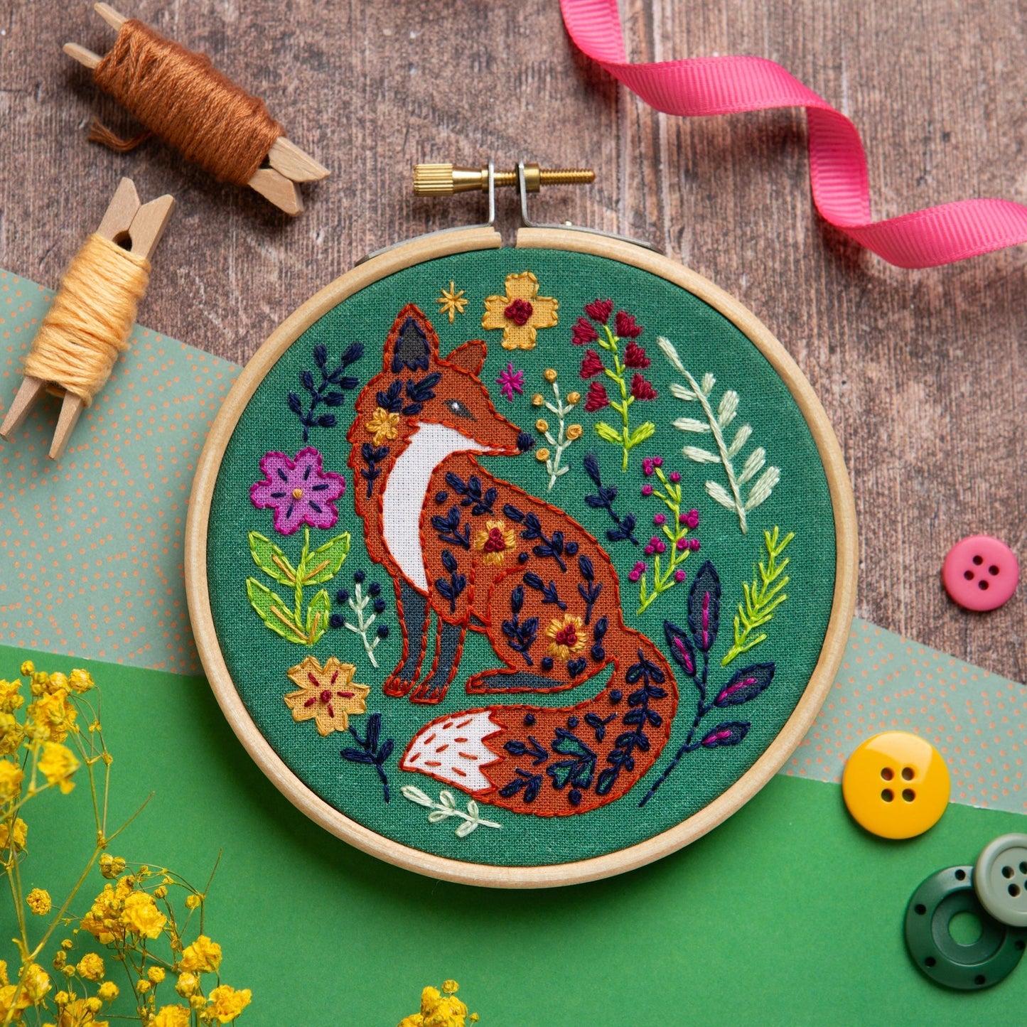 Folk Fox Mini Embroidery Kit
