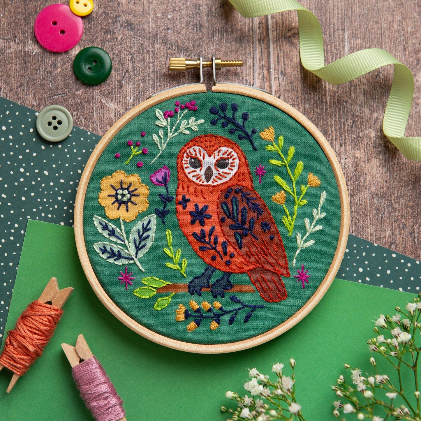 Folk Owl Mini Embroidery Kit
