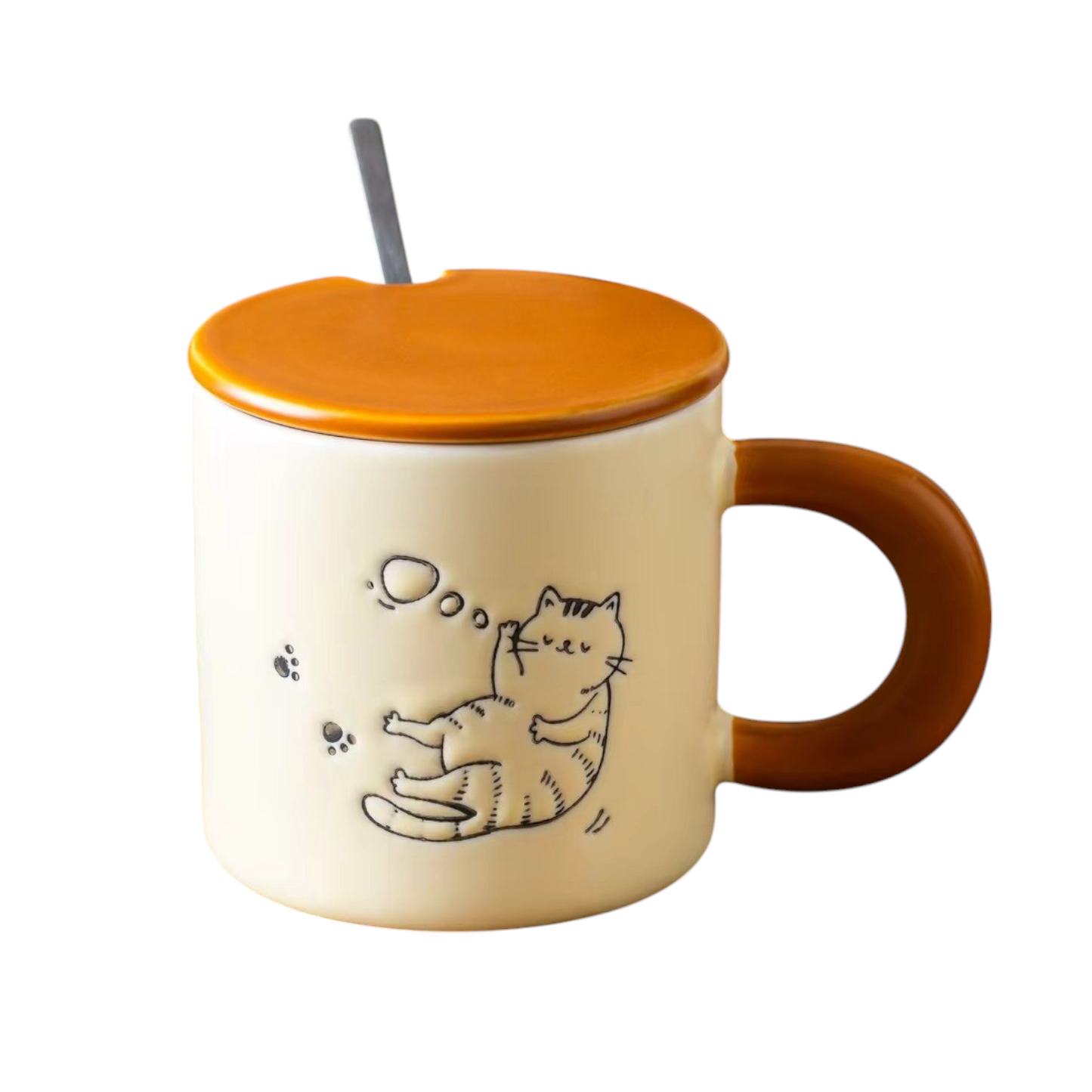 Playful Cat 13oz Mug With Lid and Spoon (10/30)