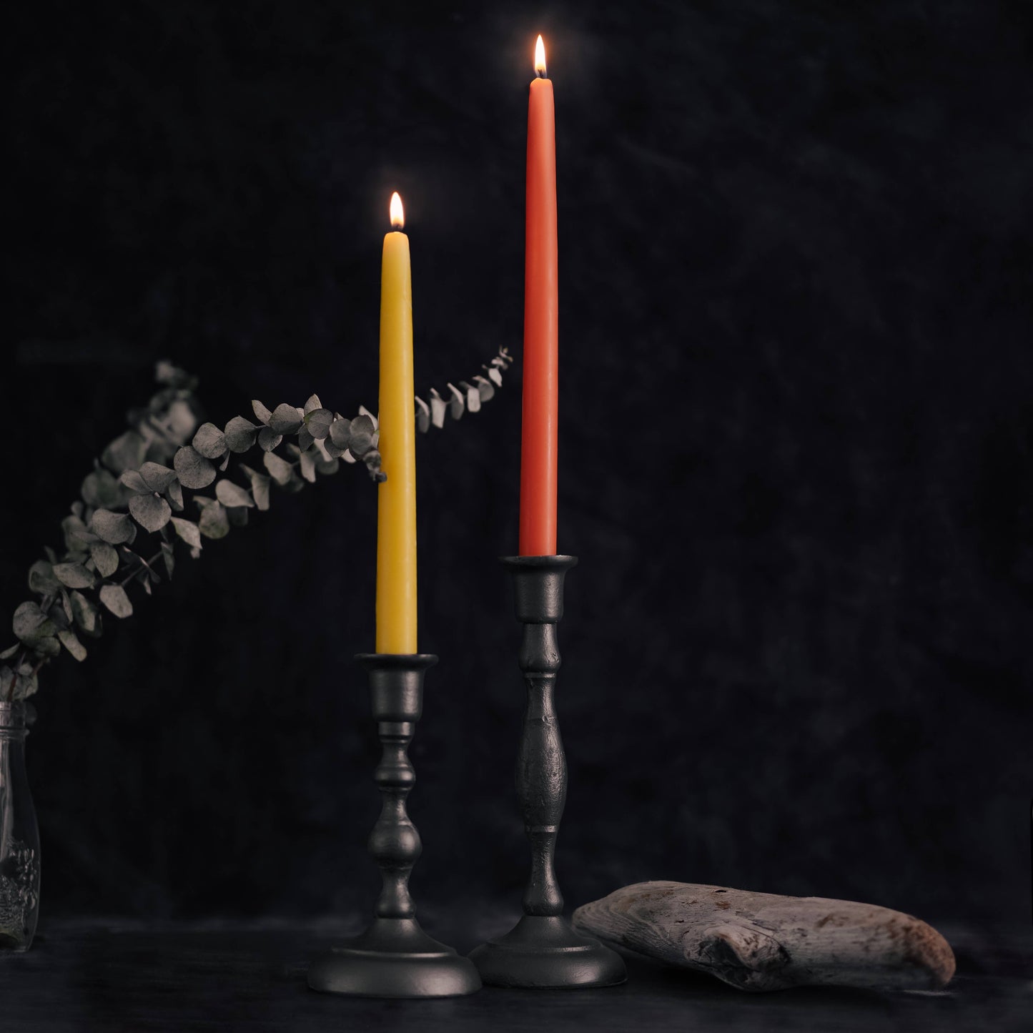 Pair of Hand-Dipped Beeswax Taper Candles: 8"
