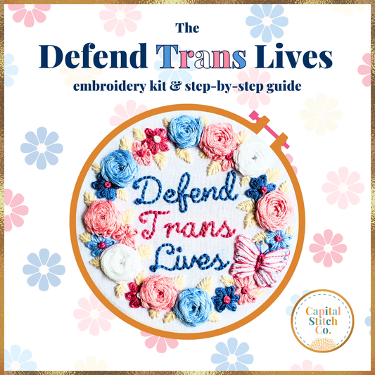 Defend Trans Lives Step by Step DIY Embroidery Kit