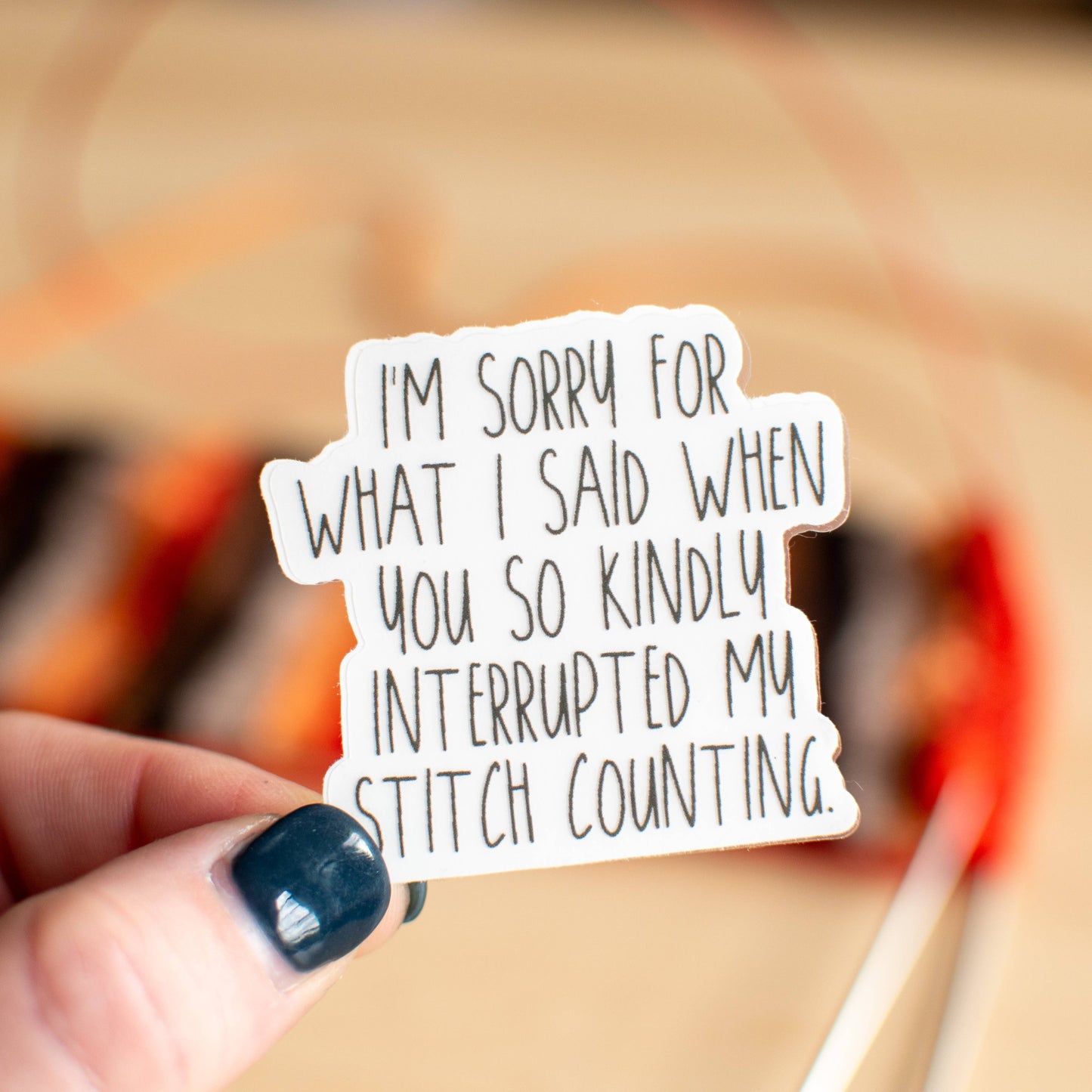 Sorry Sticker ... interrupted my stitch counting