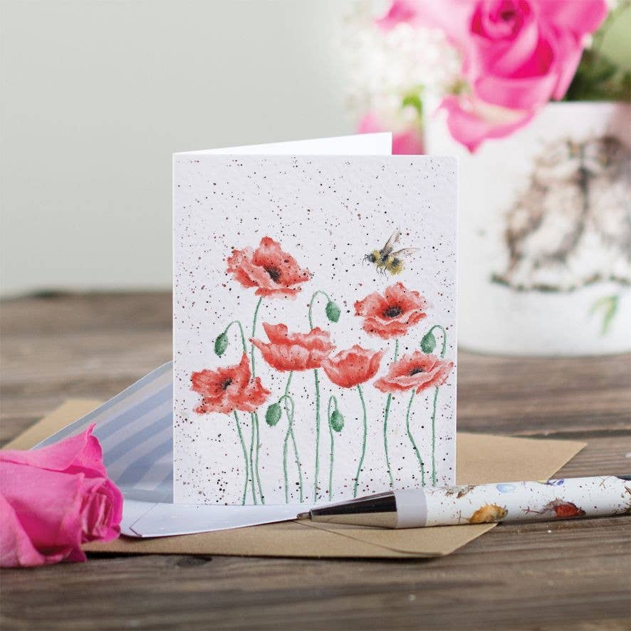 Poppies And Bee Enclosure Card