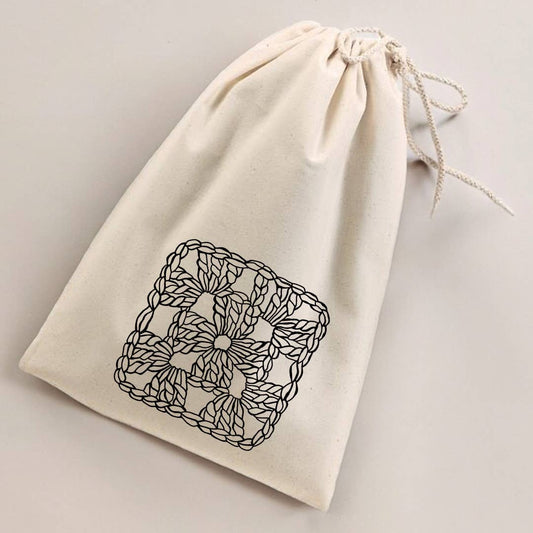 Granny Square Project Drawstring Bag, Crochet