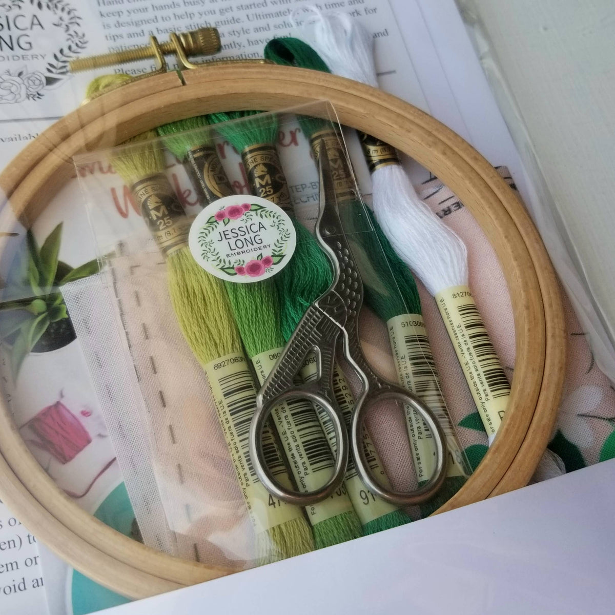 Classic stork hand embroidery scissors