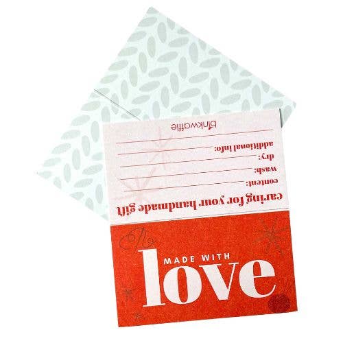 "Made with Love"  Care Instruction Cards