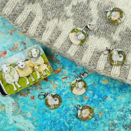 Felted Sheep Crochet Stitch Markers In A Pocket Tin