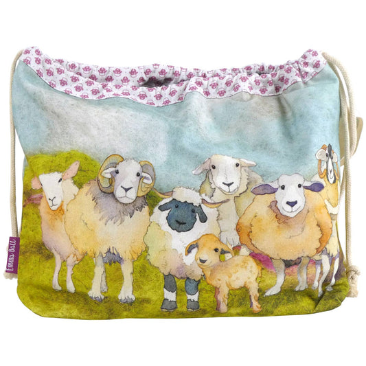 Felted Sheep Drawstring Bag